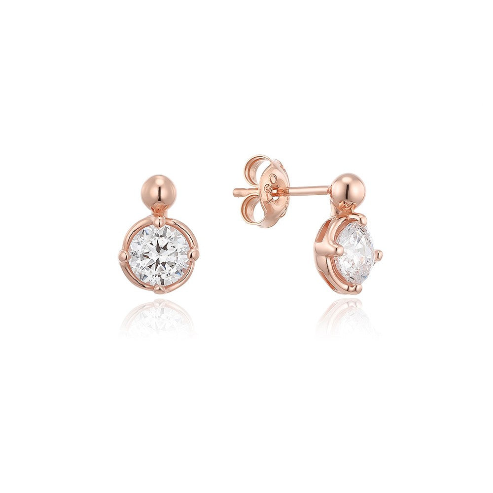 OST - Bezel Setting Simulated Diamond Rose Gold Earrings