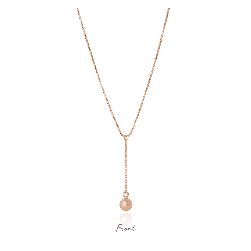 CLUE - Alli Long Neck Mini Ball Chain Drop Silver Necklace