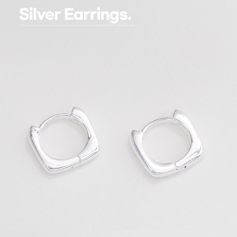 OST - Unique Square Silver Ring Earrings