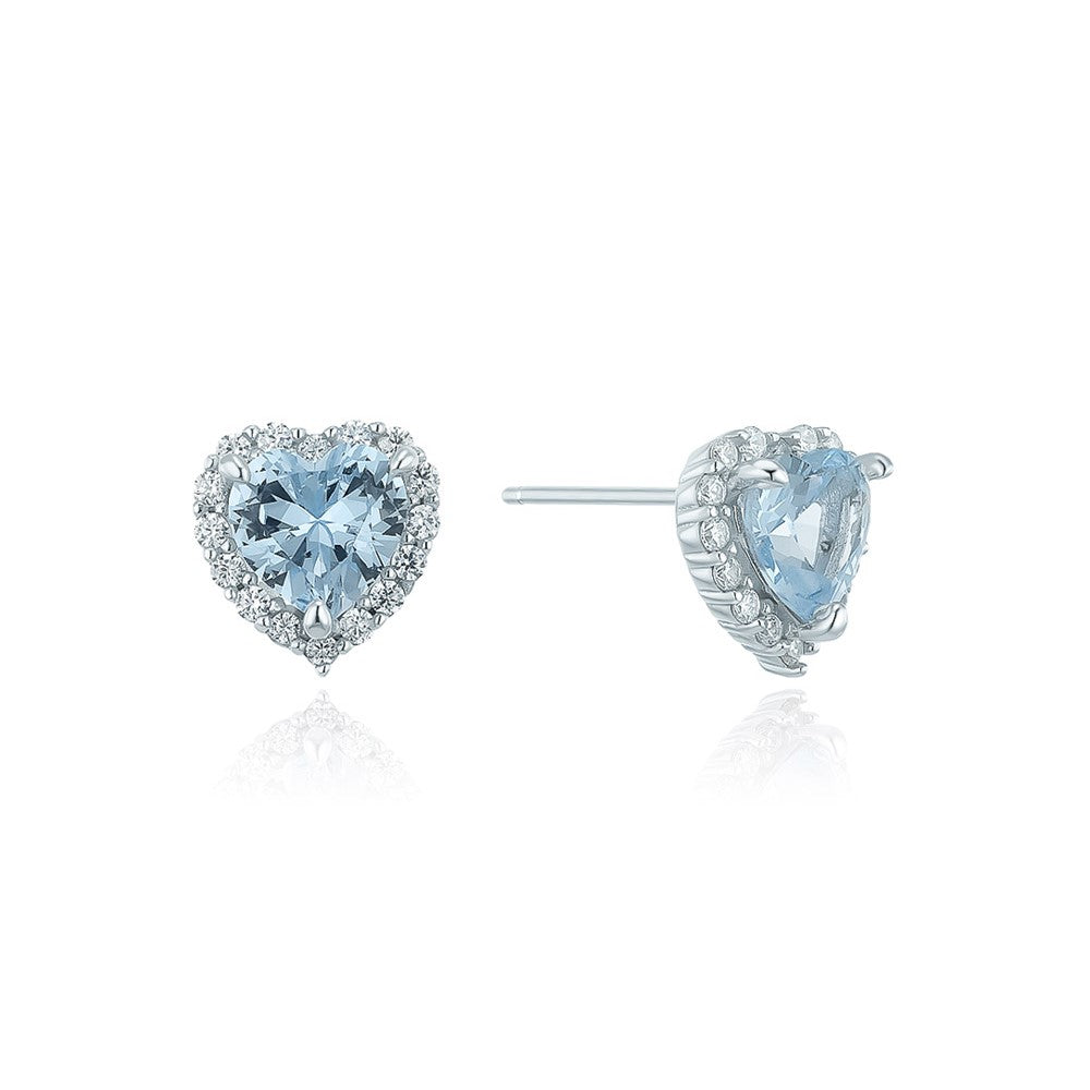 OST - Simulated Diamond Halo Colored Heart Earring