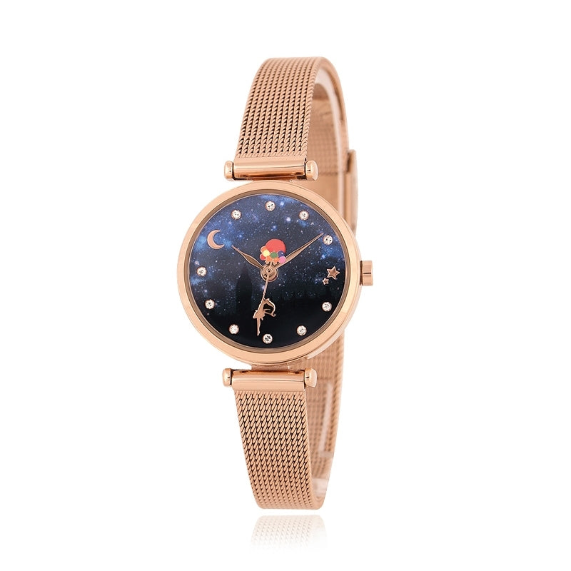 Saint Tail x Clue - Aurora Illusion Stick Rose Gold Mesh Watch