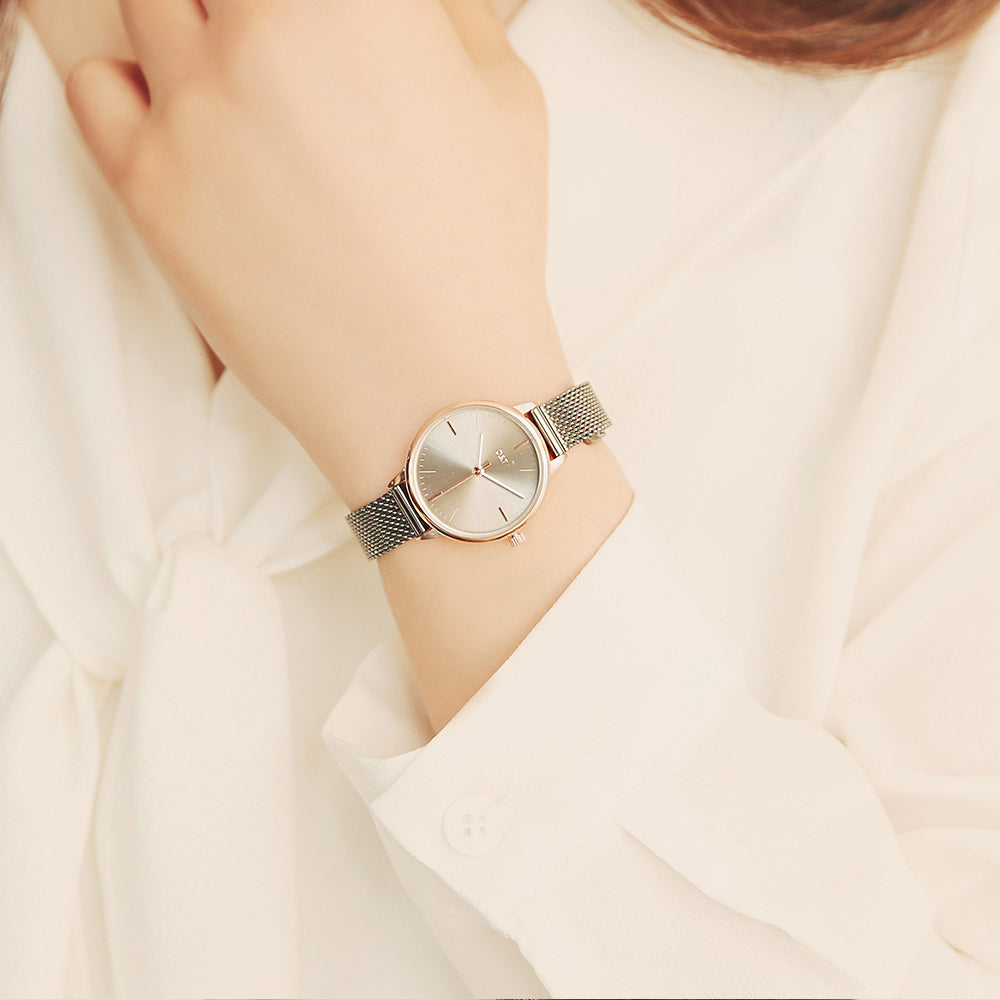 OST - Chic Black Women's Mesh Watch (Love Blossom)