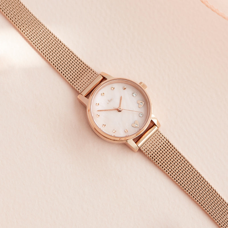 CLUE - Romantic Love Rose Gold Mesh Watch