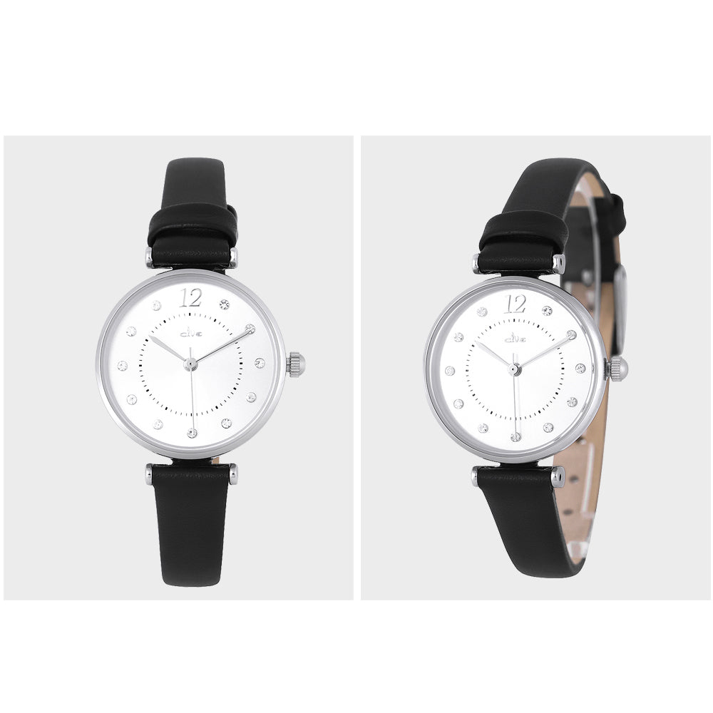 OST - Cubic Circle Black Leather Watch