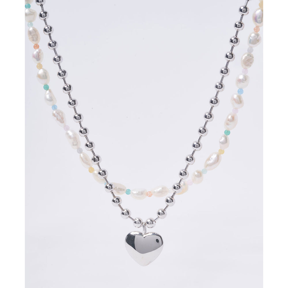 OST - POPTS Collection Pastel Baroque Pearl Earth Heart Necklace