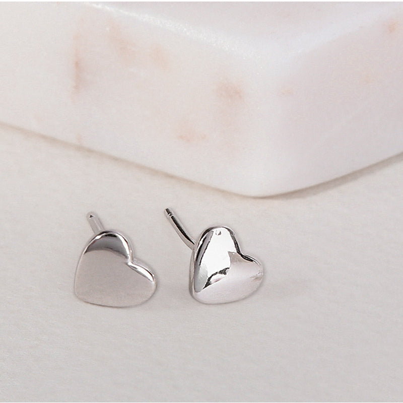 CLUE - Light Embo Heart Silver Earrings