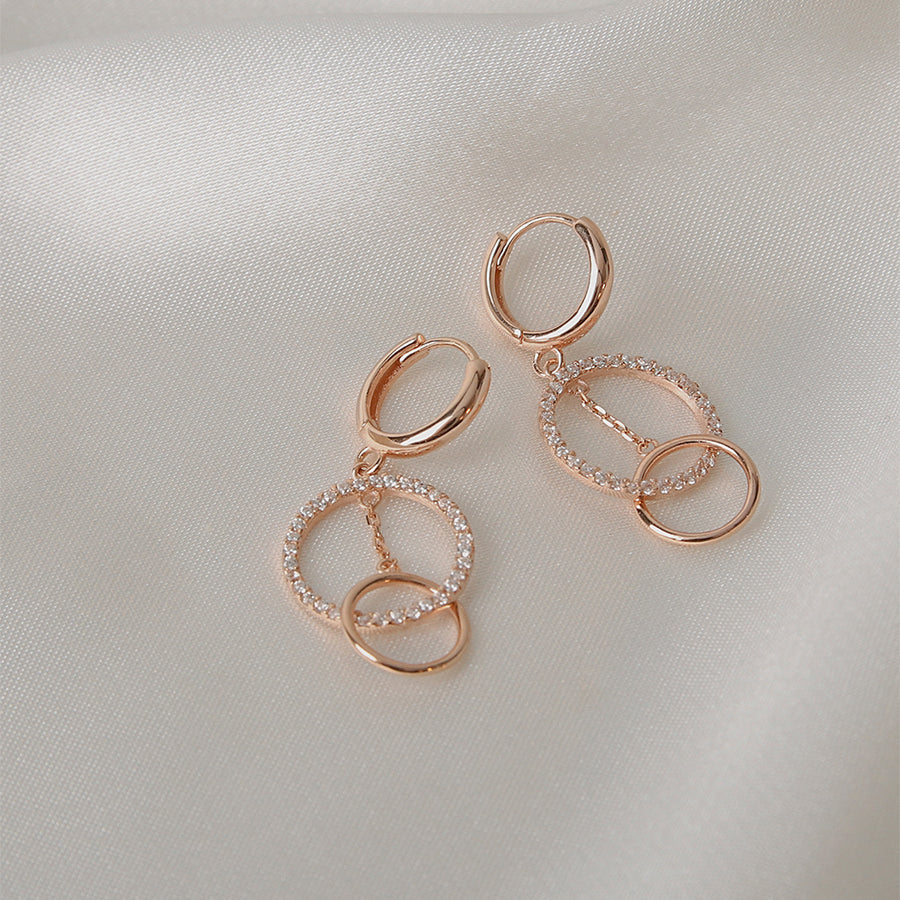 CLUE - Cross Round Drop One Touch Rose Gold Earrings