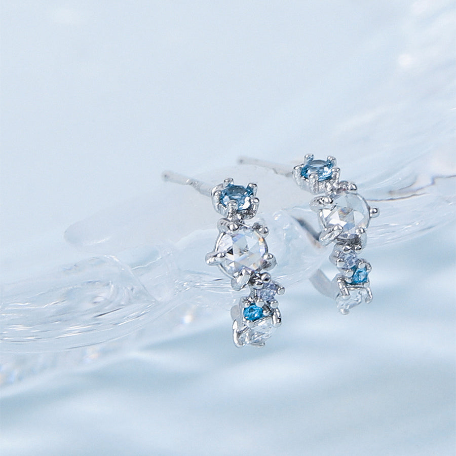 CLUE - Crystal Aqua Silver Earrings