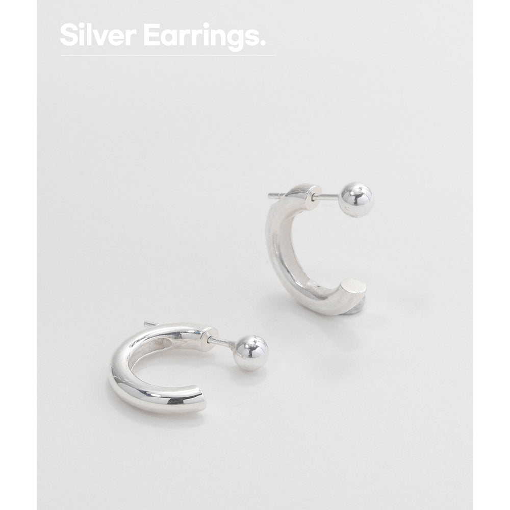 OST - Half Ring Two Way Silver Earrings