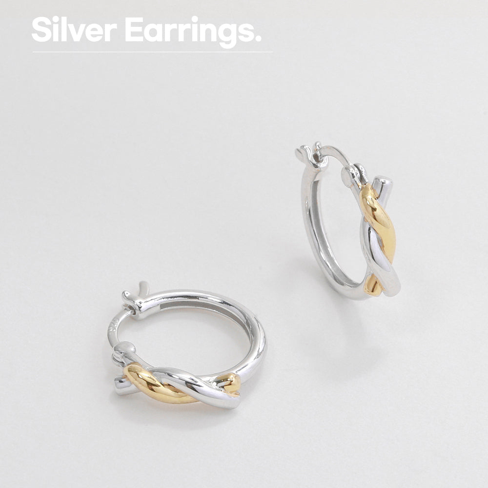 OST - Twist Combi Plated Ring Earrings