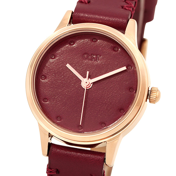 OST - Women's Red Leather Watch