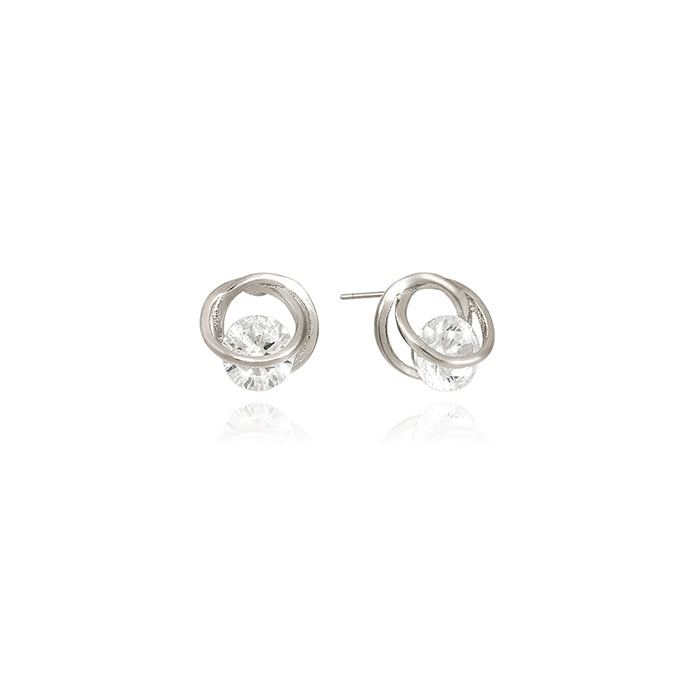 OST - Shiny Cubic Silver Ring Silver Earrings