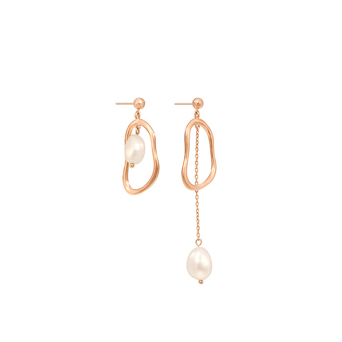 OST - Unique Layering Pearl Unbalanced Earrings