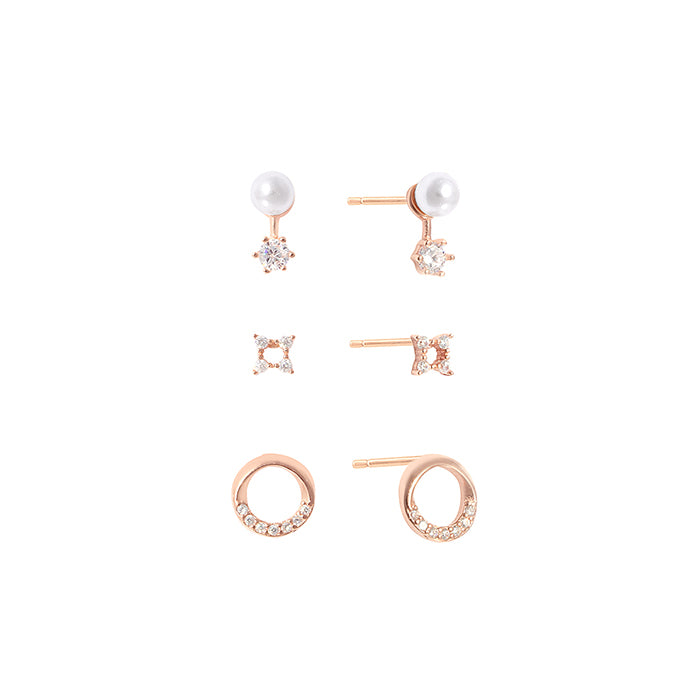 OST - Point Pearl Rose Gold Ring Package Earrings Set