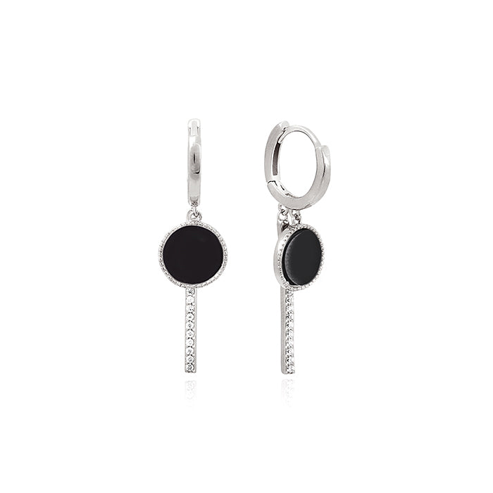 OST - Onyx Silver Drop Earrings