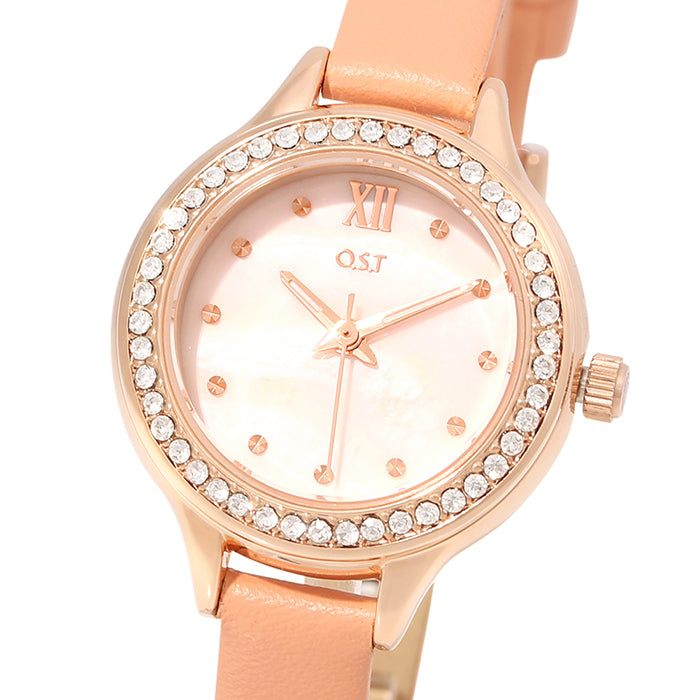 OST - Dazzling Pink Women's Leather Watch