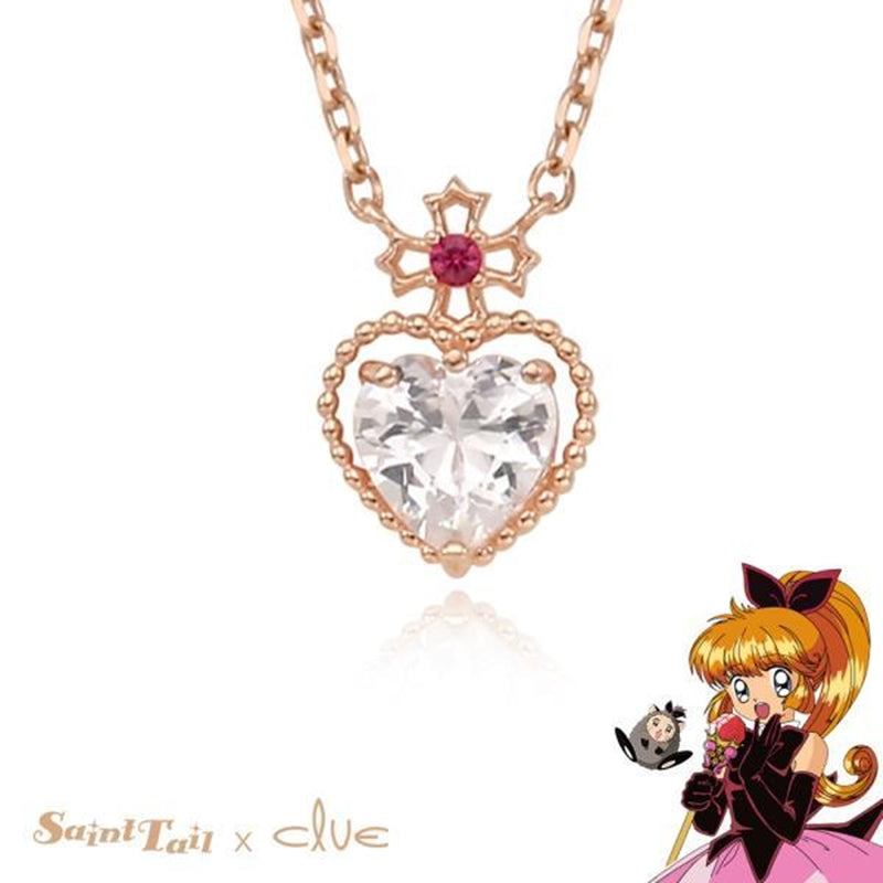 Saint Tail x Clue - Saint Crystal Heart 10K Gold Necklace