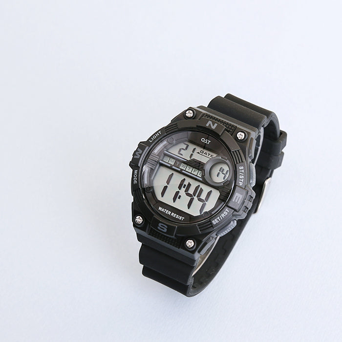 OST - Water Resistant Black Digital Watch