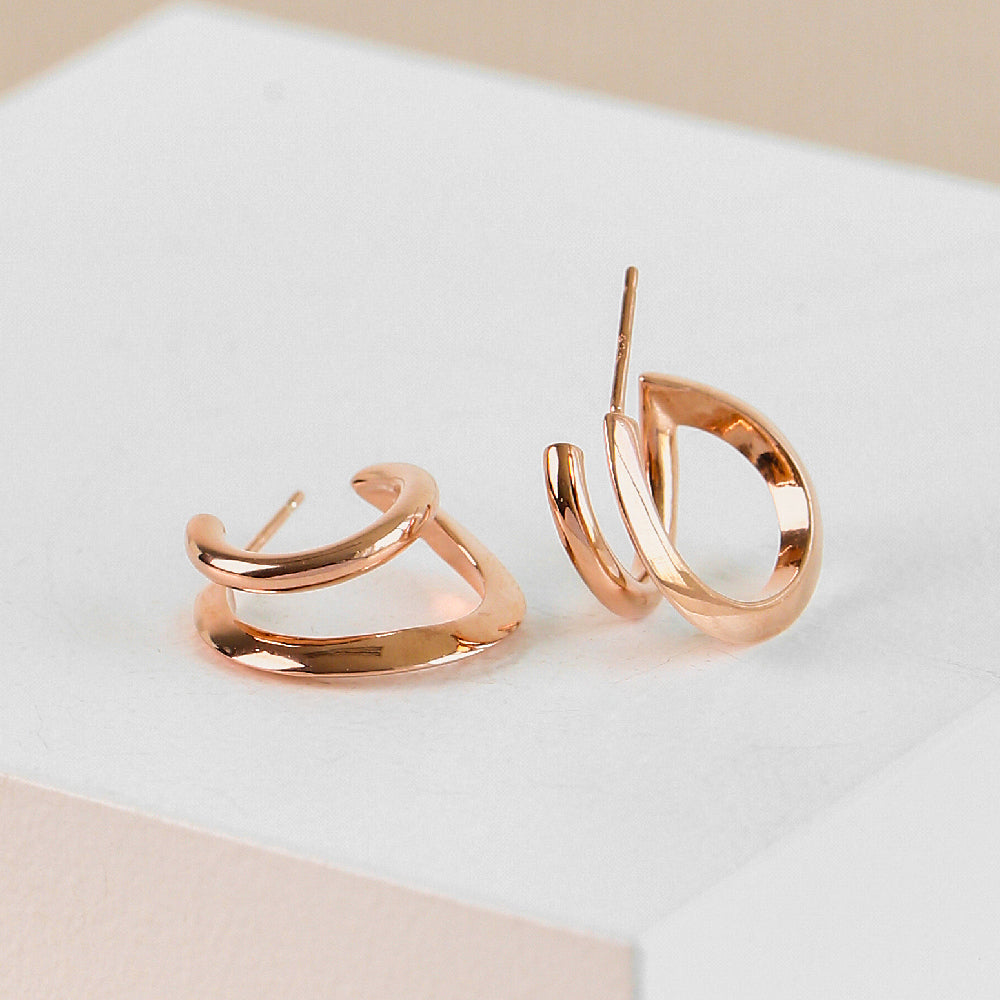 CLUE - Double Hoop Rose Gold Earrings