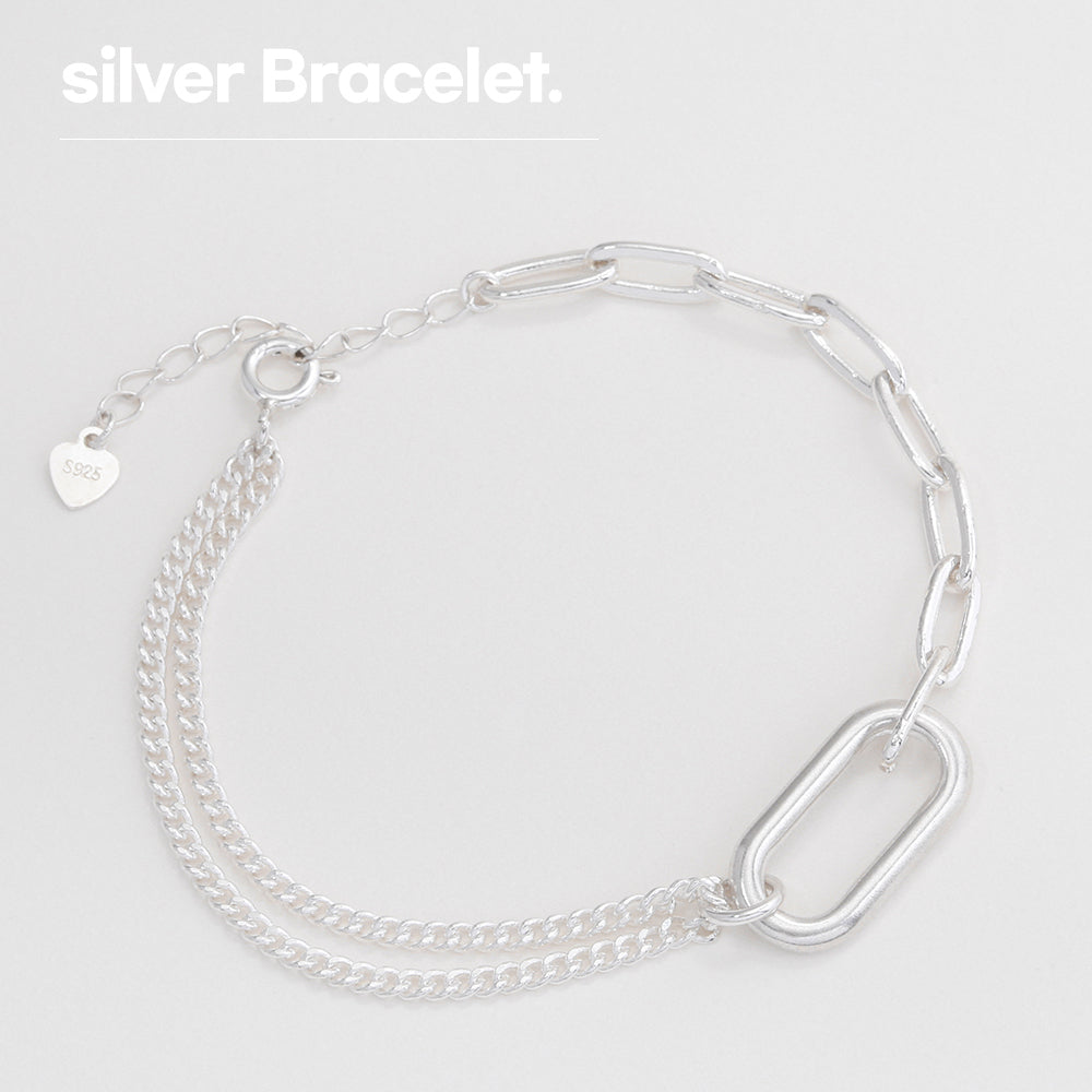 OST - Unbalanced Link Chain Silver Bracelet