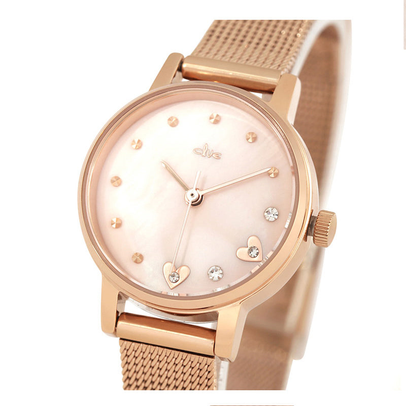 CLUE - Romantic Love Rose Gold Mesh Watch