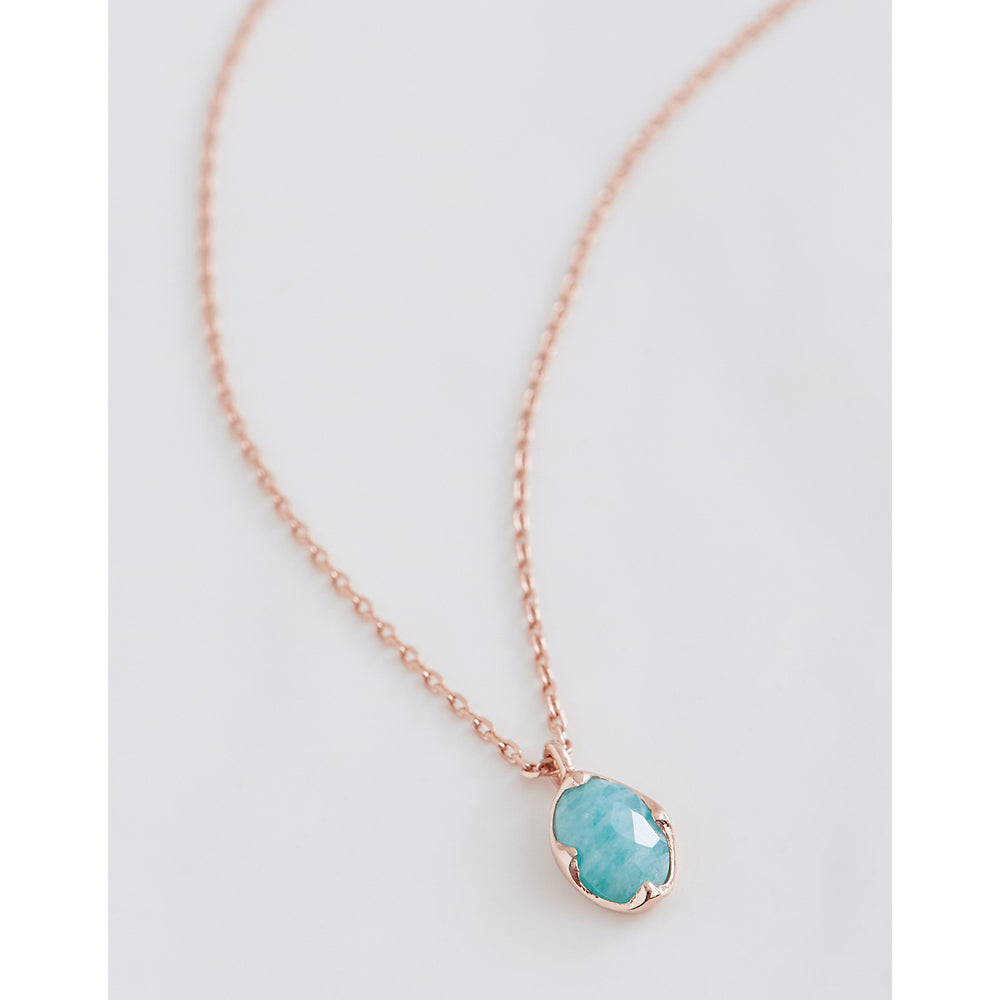 CLUE - Wish Spell Natural Turquoise Stone Oval Silver Necklace