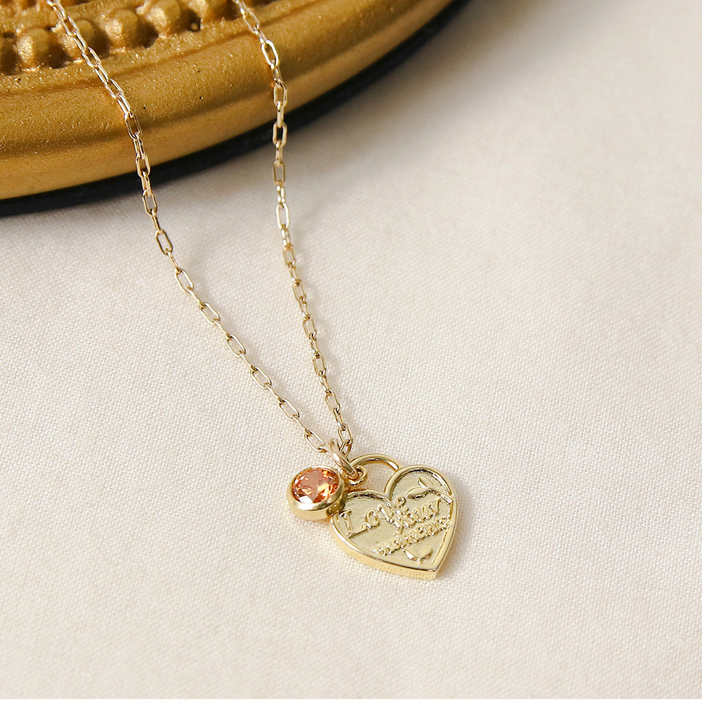 CLUE - 14K Gold Filled Eternal Citrine Stone Heart Necklace