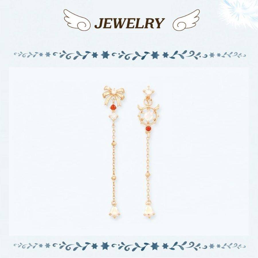 OST x Cardcaptor Sakura - Dream Key and Ribbon Silver Drop Earring