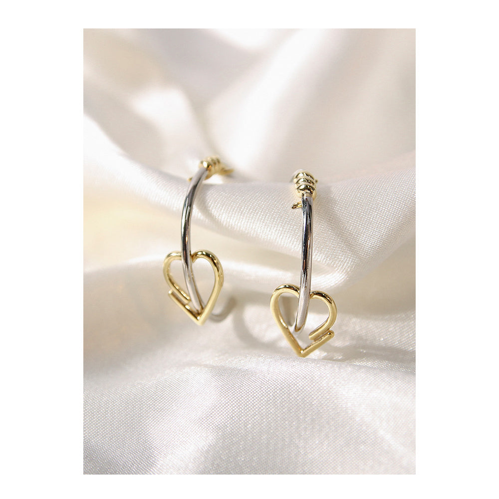 Bloom x Dewy desert - Heart Knot Silver Ring Earrings