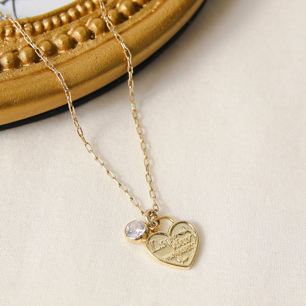 CLUE - 14K Gold Filled Eternal White Stone Heart Necklace