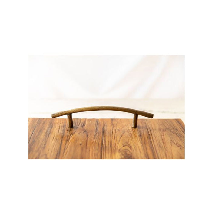 Bosan Pottery - Teak Wood Tray with Iron Handle