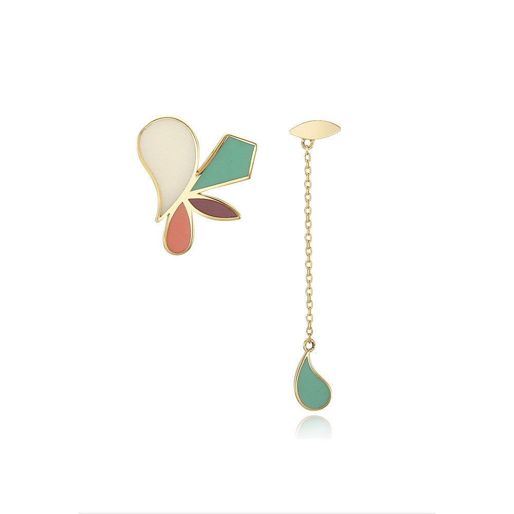 AHNI x Bloom - Pastel Chain Drop Silver Earrings