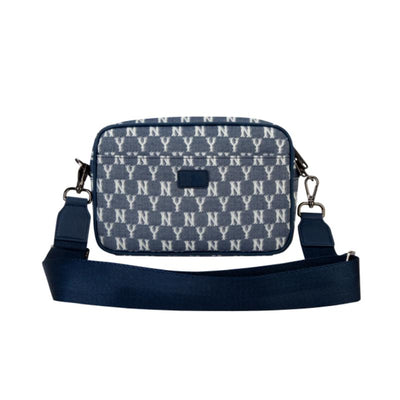 MLB NY Yankees Monogram Jacquard Mini Cross Bag Black/White