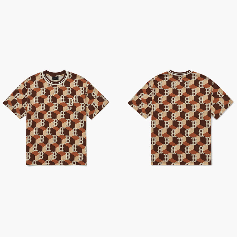 MLB Korea - Cube Monogram Overfit Short Sleeve T-Shirt Dark Brown / XXL