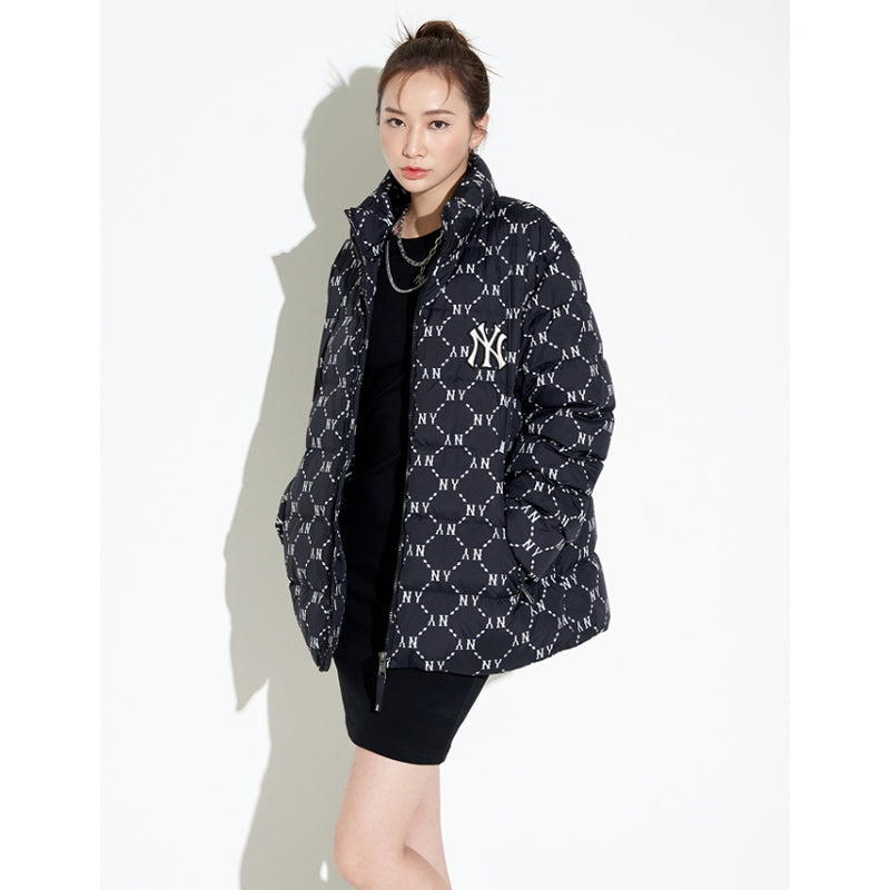 MLB Korea - Women's Diamond Monogram Velvet Crop Padded Jacket