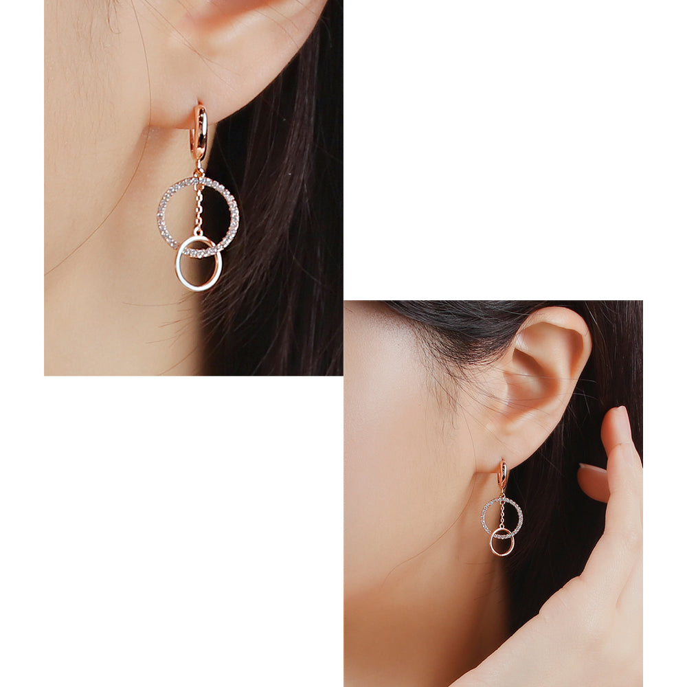 CLUE - Cross Round Drop One Touch Rose Gold Earrings