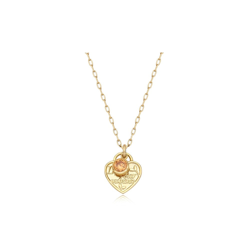 CLUE - 14K Gold Filled Eternal Citrine Stone Heart Necklace