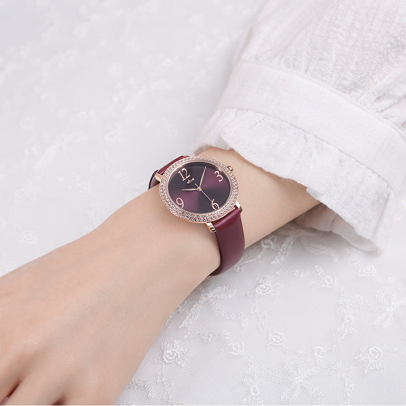 CLUE - Glory Chic Burgundy Leather Watch