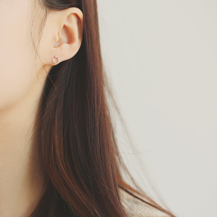 OST - Cubic Round Rose Gold Earrings