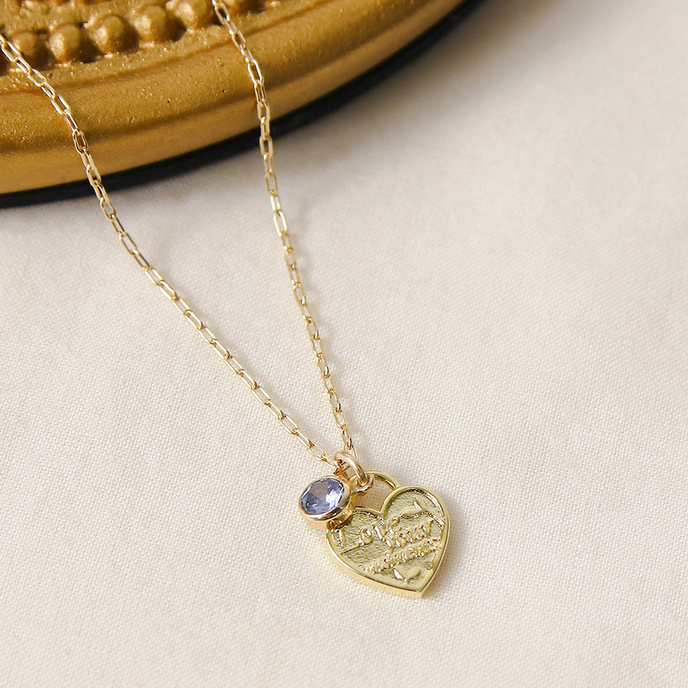 CLUE - 14K Gold Filled Eternal Tanzanite Stone Heart Necklace