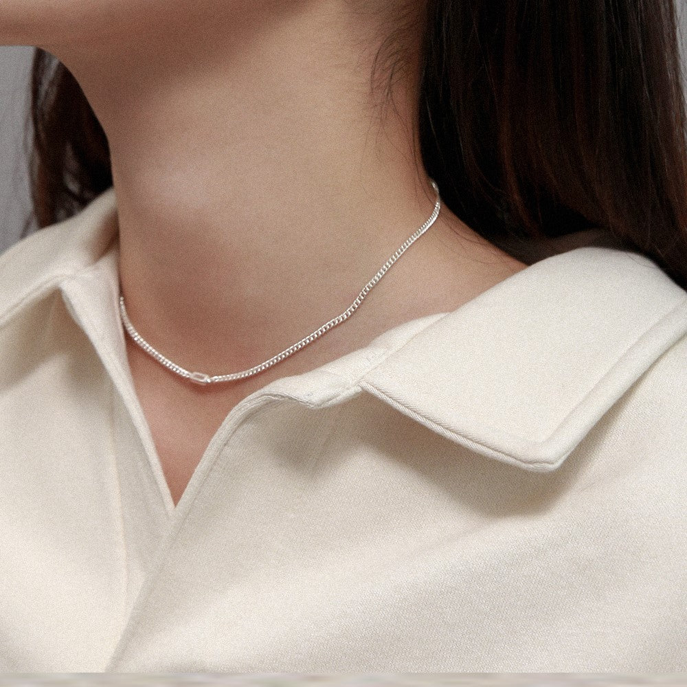 OST - Baguette Stone Layered Silver Necklace