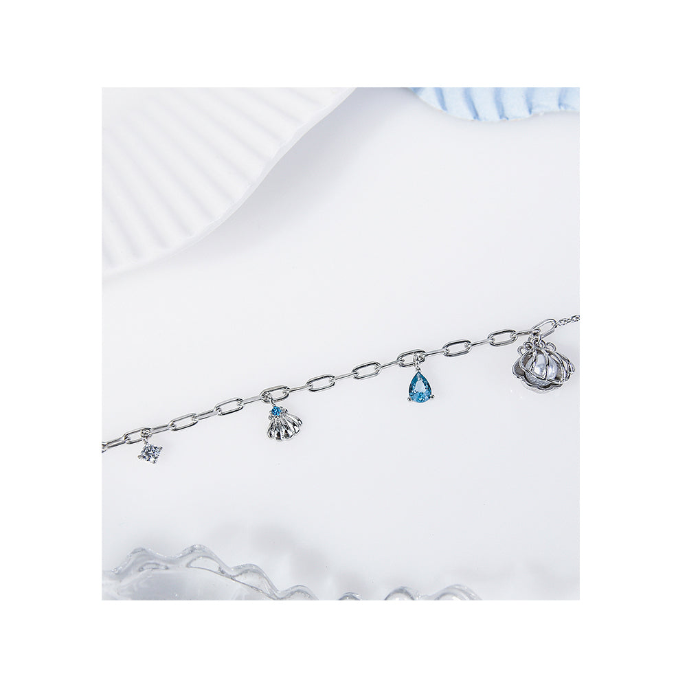 CLUE - Blue Sea Shell Silver Bracelet