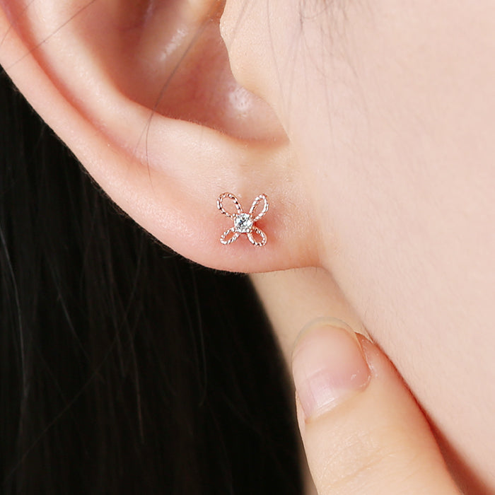 OST - Simple Butterfly Rose Gold Earring Studs