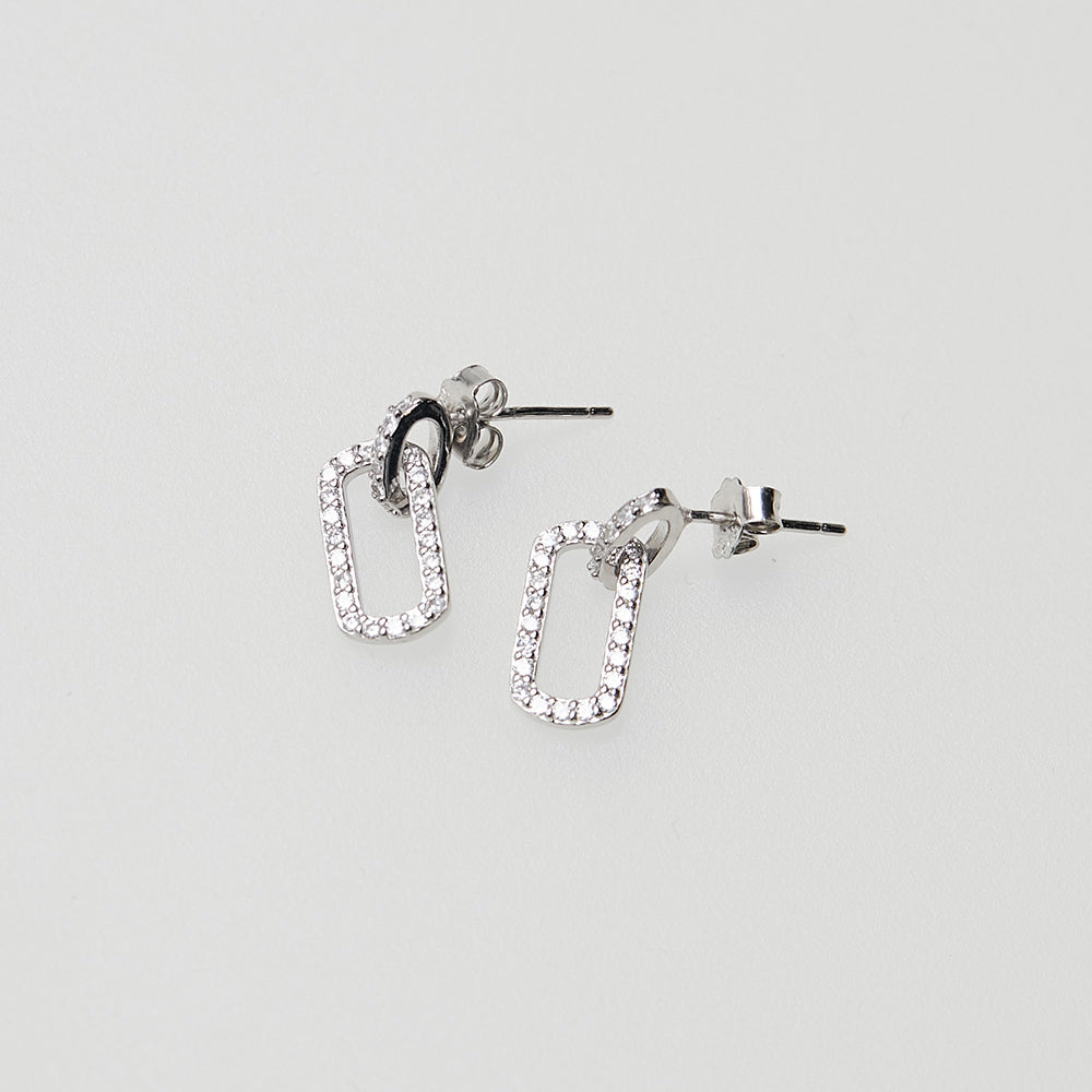 OST - Full Stone One-Touch Square Earrings