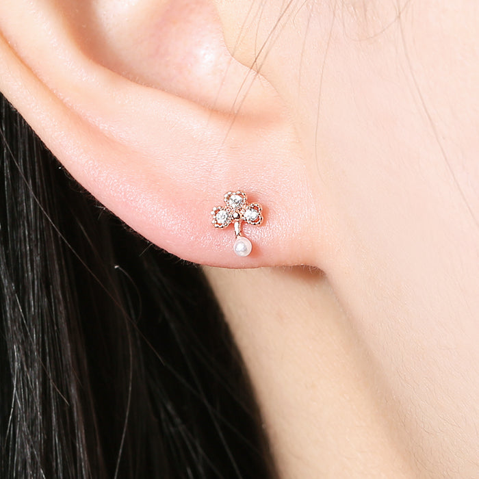 OST - Flower Rose Gold Ear Pierce Set