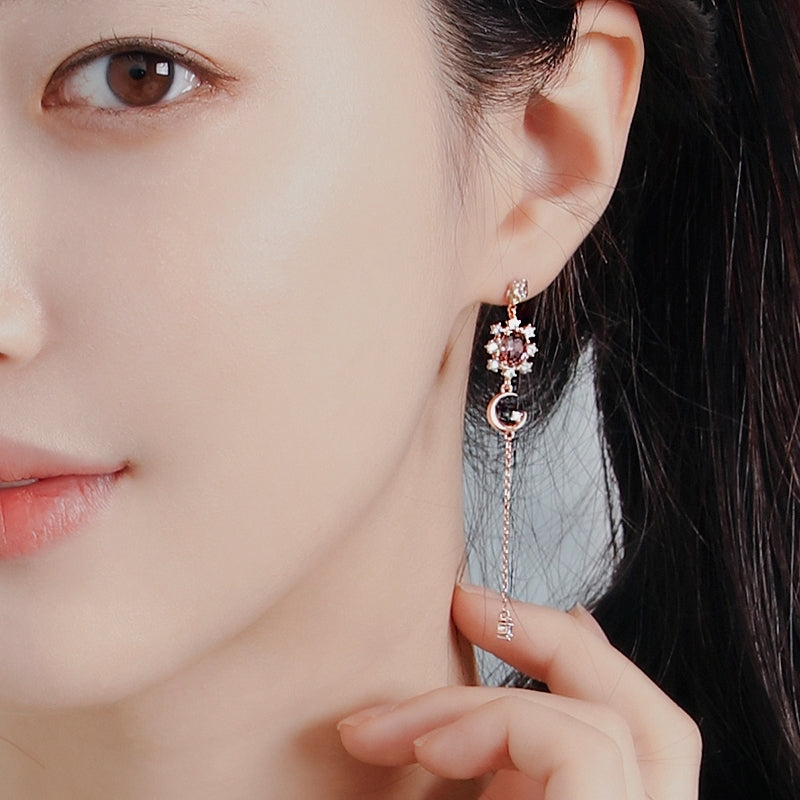 Saint Tail x Clue - Illusion Moon Silver Drop Earring