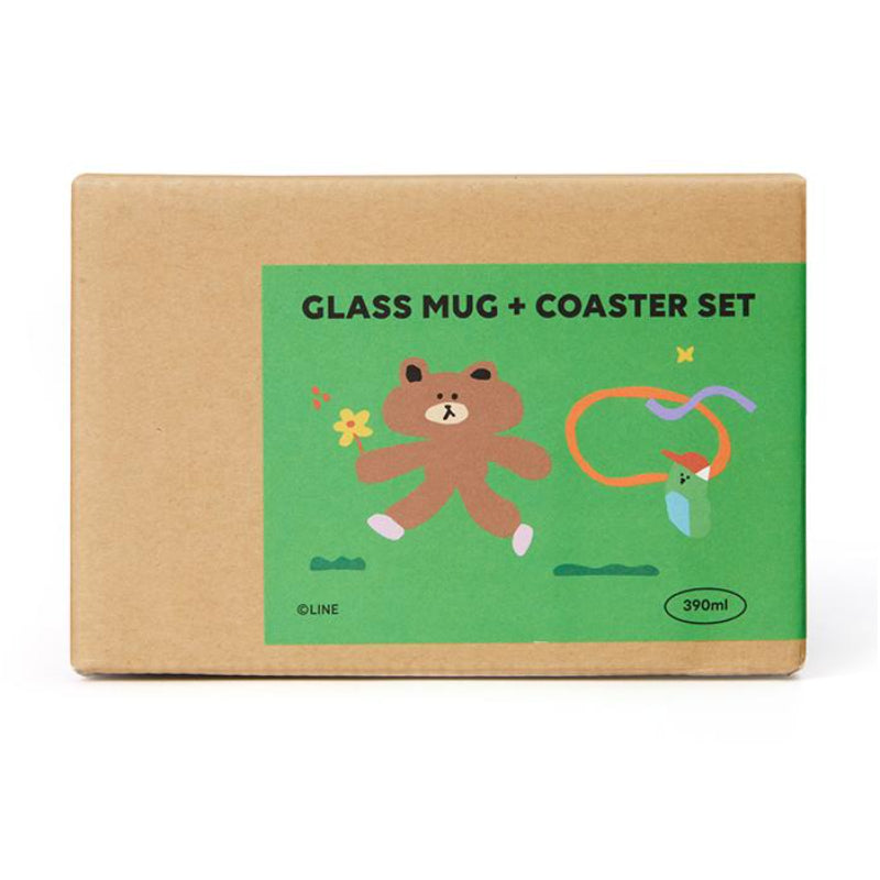 Line Friends - Glass Mug & Coaster Set