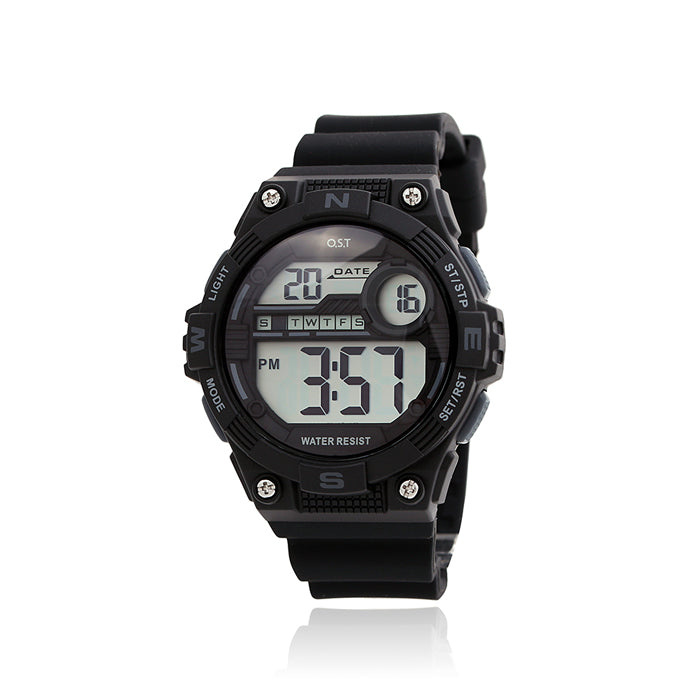 OST - Water Resistant Black Digital Watch