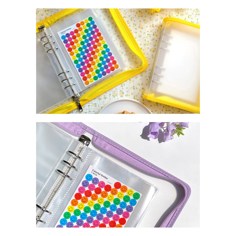 Yudaeng - A5/A6 - Translucent Zipper 6 Holes Diary Cover Pocket Binder