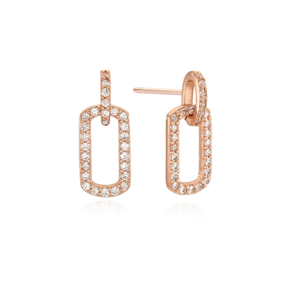 OST - Full Stone One-Touch Square Earrings